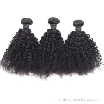 Wholesale afro kinky curly bundles Brazilian human hair bundles with 13x4 lace frontal 100% human hair weave extensions